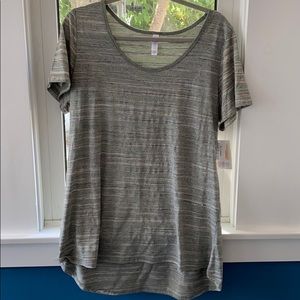 Brand new LulaRoe Classic t, striped green & grey